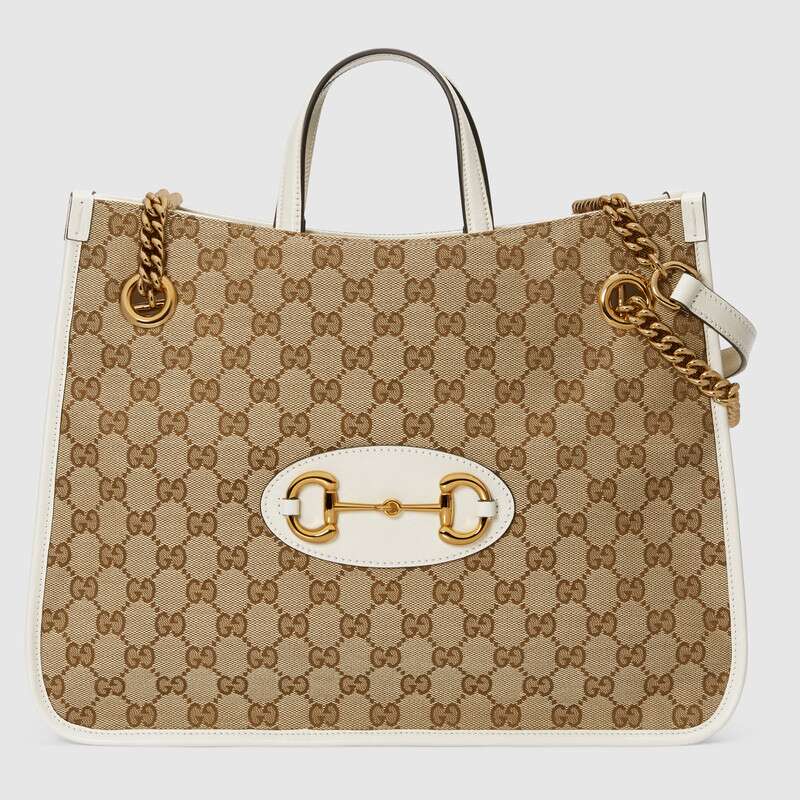 Gucci 1955 Horsebit Medium Tote 621144 White